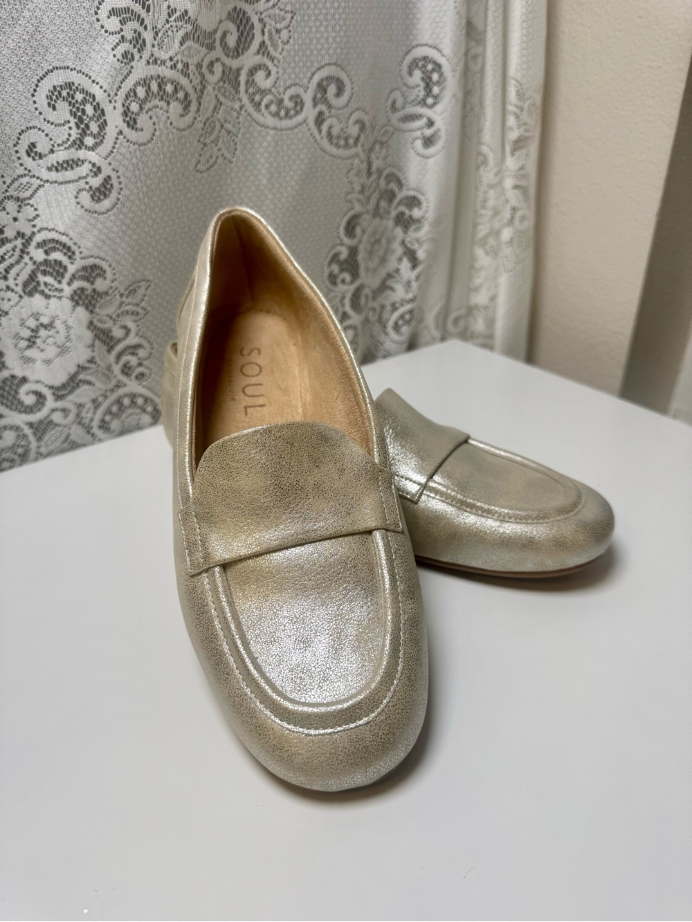 Soul Naturalizer Metallic Gold Bebe Slip-On Loafer Flats- Size 7.5 NWOB